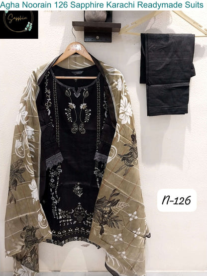 Agha Noorain 126 Sapphire Lawn Karachi Readymade Suits Wholesale Price
