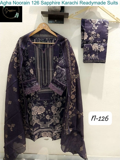 Agha Noorain 126 Sapphire Lawn Karachi Readymade Suits Wholesale Price