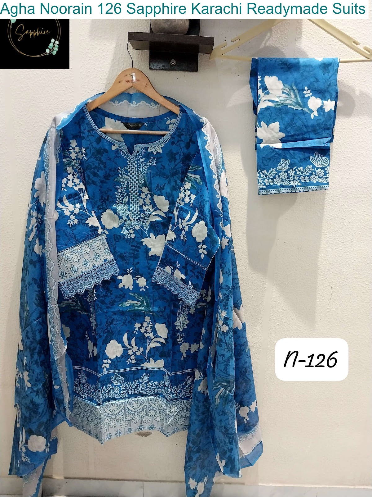 Agha Noorain 126 Sapphire Lawn Karachi Readymade Suits Wholesale Price