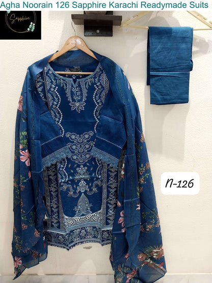Agha Noorain 126 Sapphire Lawn Karachi Readymade Suits Wholesale Price