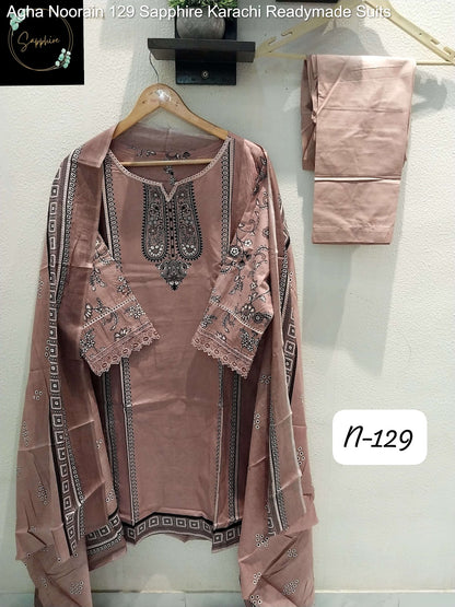 Agha Noorain 129 Sapphire Lawn Karachi Readymade Suits Manufacturer Ahmedabad