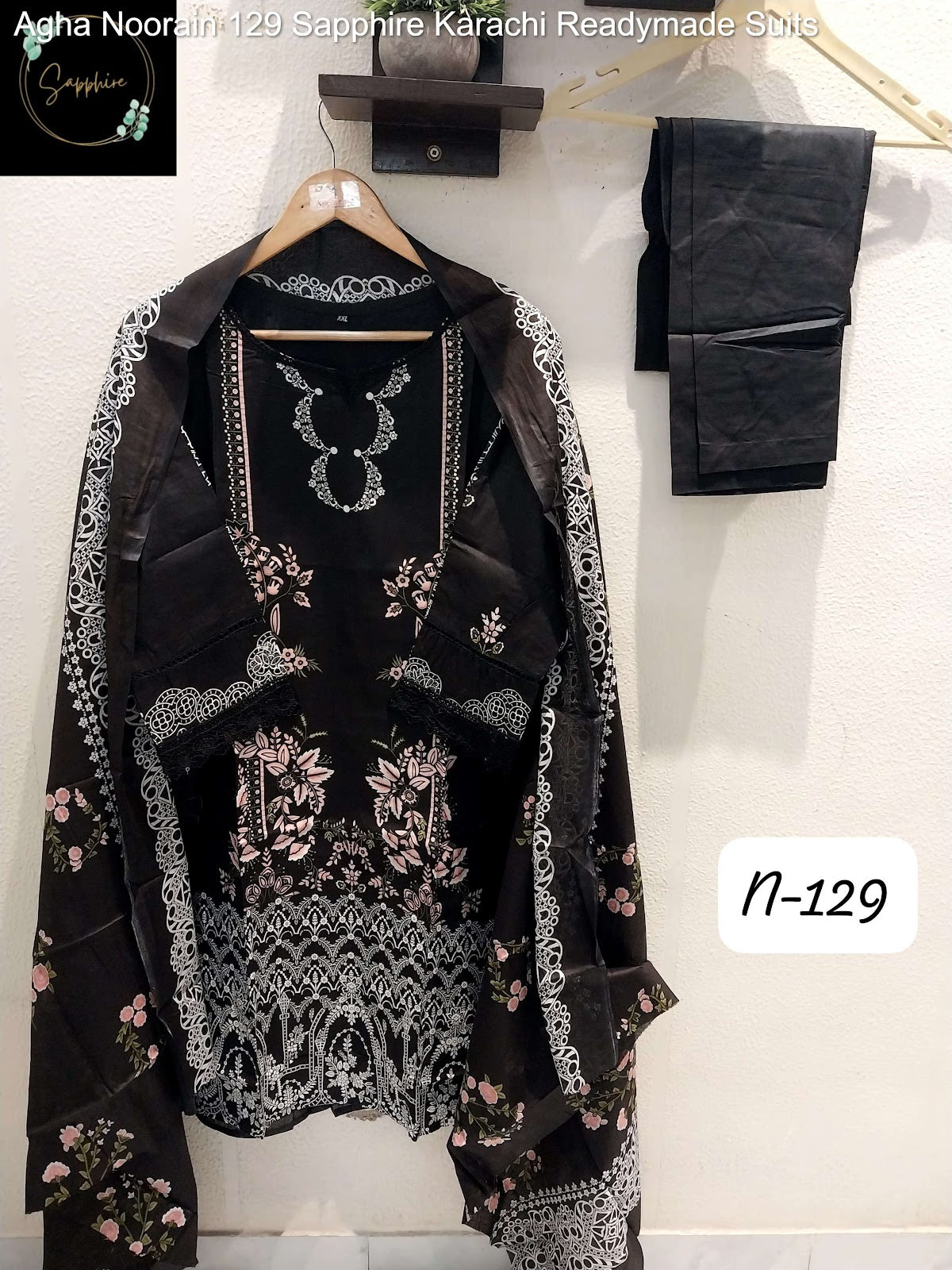 Agha Noorain 129 Sapphire Lawn Karachi Readymade Suits Manufacturer Ahmedabad