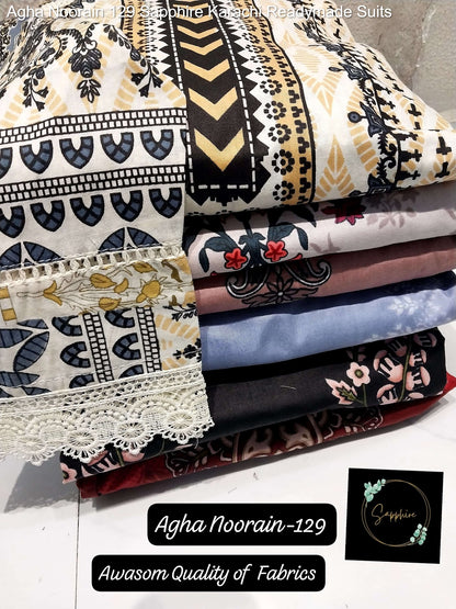 Agha Noorain 129 Sapphire Lawn Karachi Readymade Suits Manufacturer Ahmedabad