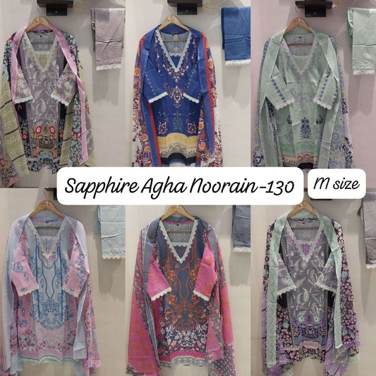 Agha Noorain 130 Sapphire Lawn Karachi Readymade Suits Wholesale Price