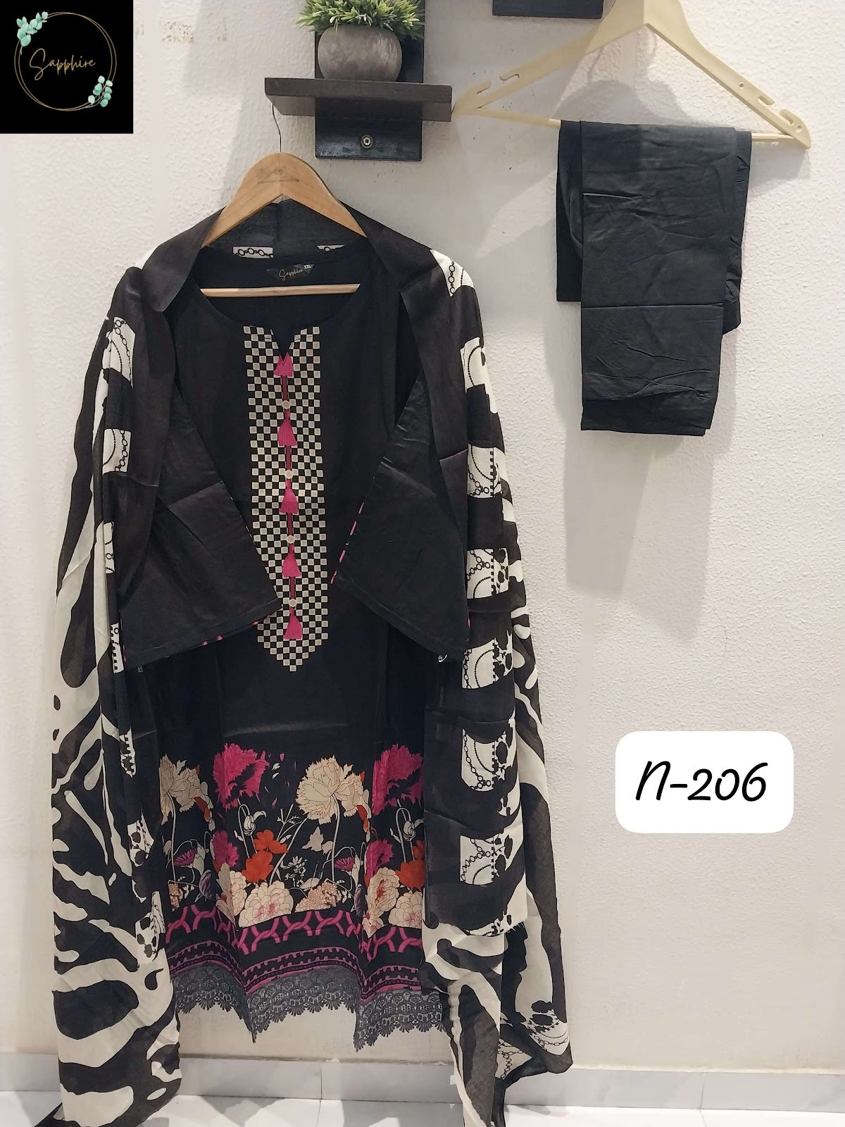 Agha Noorain 206 Sapphire Lawn Cotton Karachi Readymade Suits Wholesale