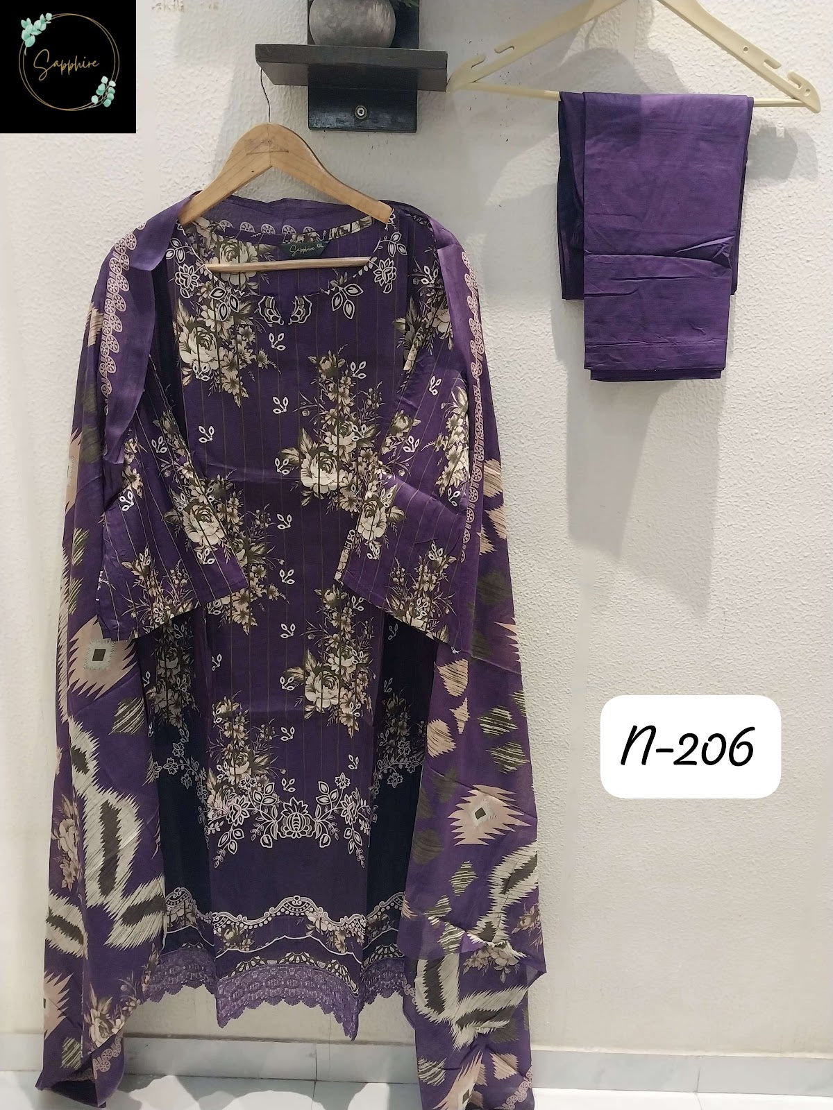 Agha Noorain 206 Sapphire Lawn Cotton Karachi Readymade Suits Wholesale