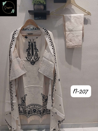 Agha Noorain 207 Sapphire Lawn Cotton Karachi Readymade Suits Supplier