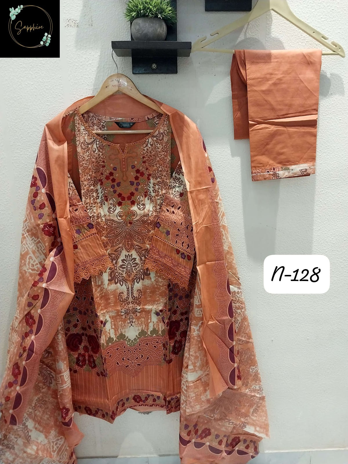 Agha Noorain N 128 Sapphire Lawn Karachi Readymade Suits Manufacturer India