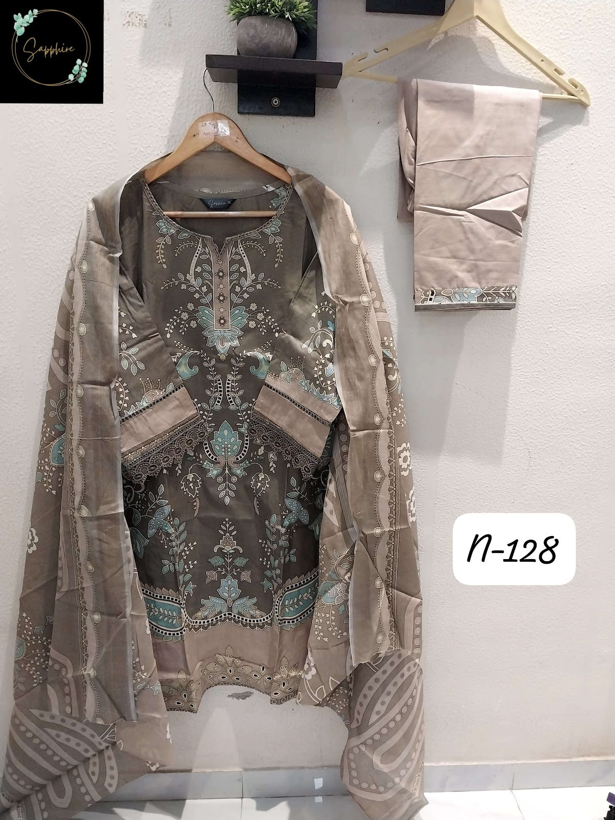 Agha Noorain N 128 Sapphire Lawn Karachi Readymade Suits Manufacturer India