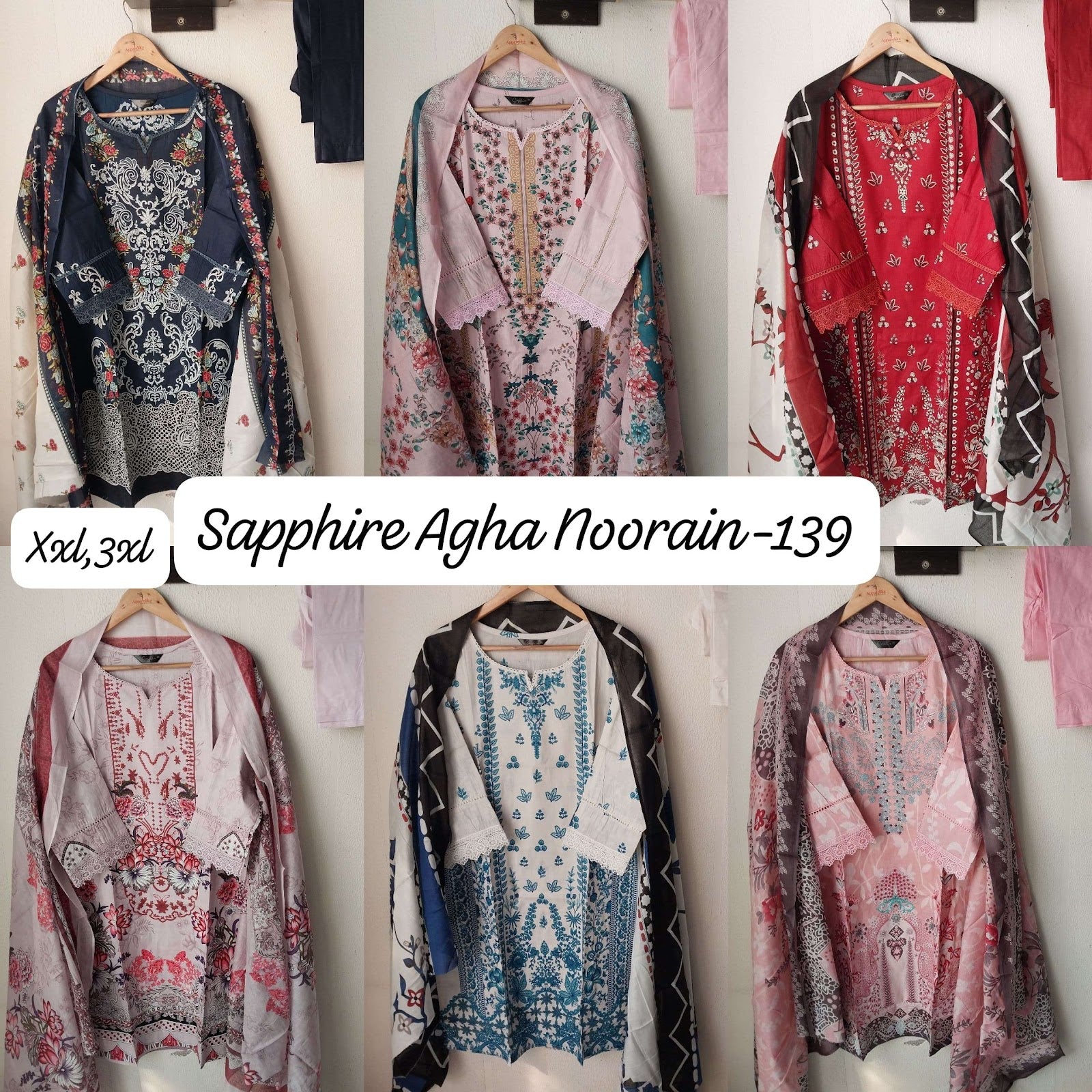 Agha Noorain N 139 Sapphire Lawn Karachi Readymade Suits Supplier