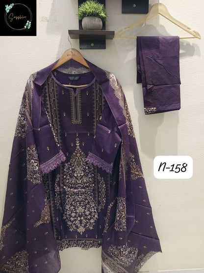 Agha Noorain N 158 Sapphire Lawn Karachi Readymade Suits Manufacturer Ahmedabad
