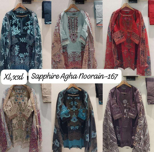 Agha Noorain N 167 Sapphire Lawn Karachi Readymade Suits Manufacturer Ahmedabad