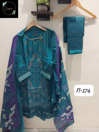 Agha Noorain N 174 Sapphire Lawn Karachi Readymade Suits Supplier India