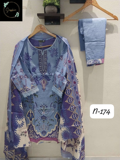 Agha Noorain N 174 Sapphire Lawn Karachi Readymade Suits Supplier India