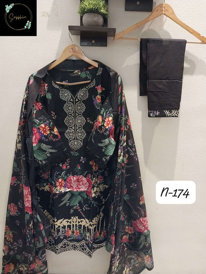 Agha Noorain N 174 Sapphire Lawn Karachi Readymade Suits Supplier India