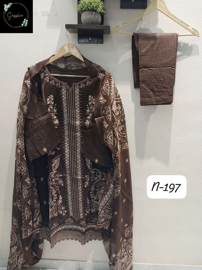 Agha Noorain N 197 Sapphire Lawn Karachi Readymade Suits Manufacturer Ahmedabad