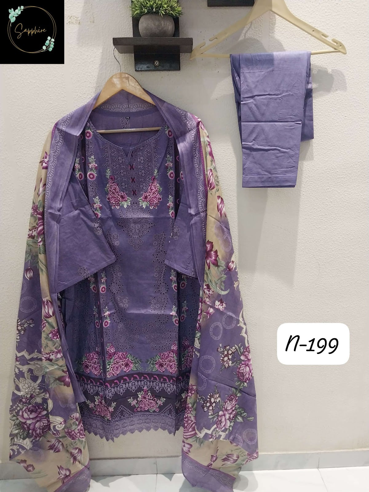 Agha Noorain N 199 Sapphire Lawn Karachi Readymade Suits Exporter India