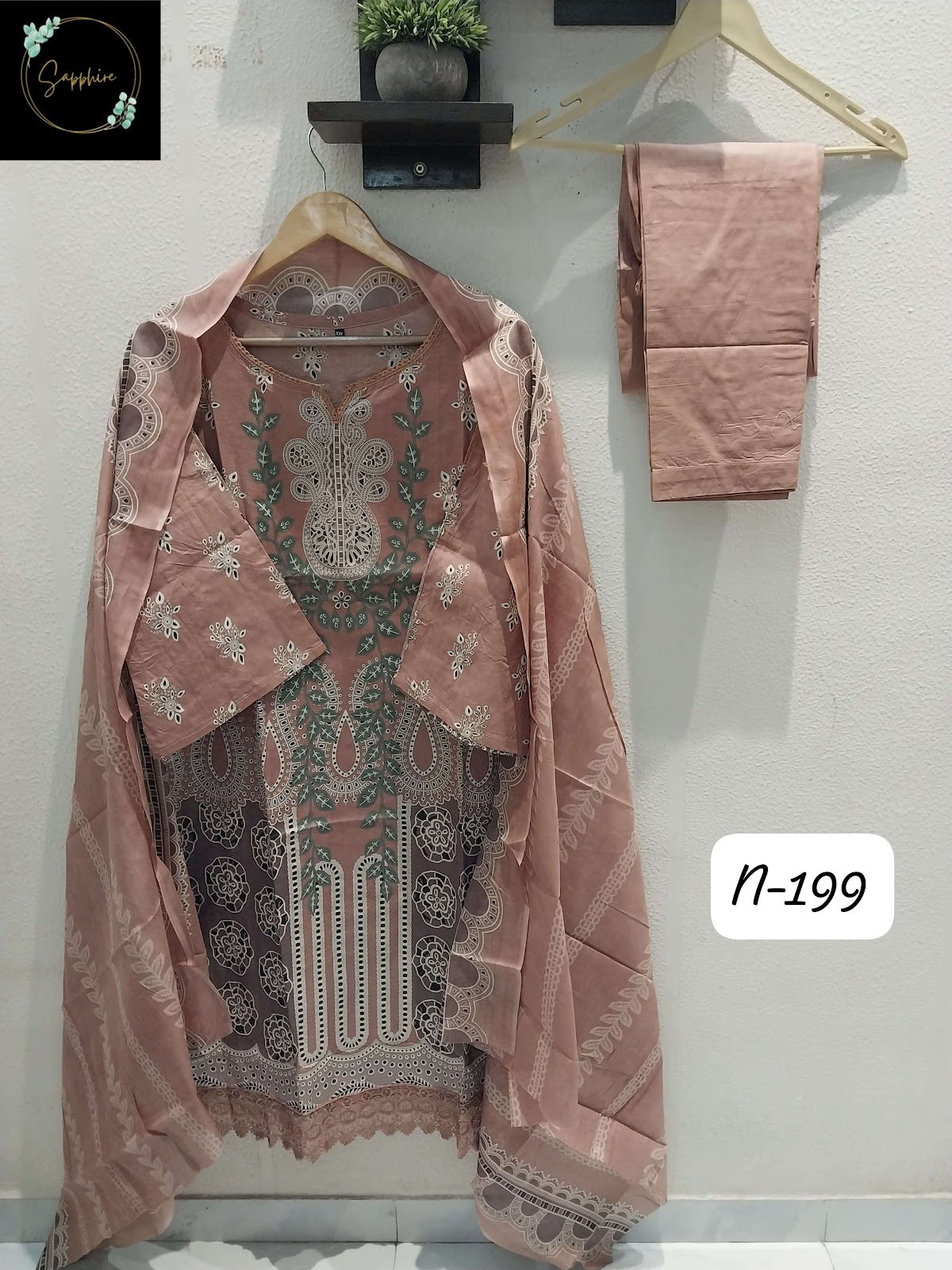 Agha Noorain N 199 Sapphire Lawn Karachi Readymade Suits Exporter India