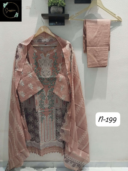 Agha Noorain N 199 Sapphire Lawn Karachi Readymade Suits Exporter India