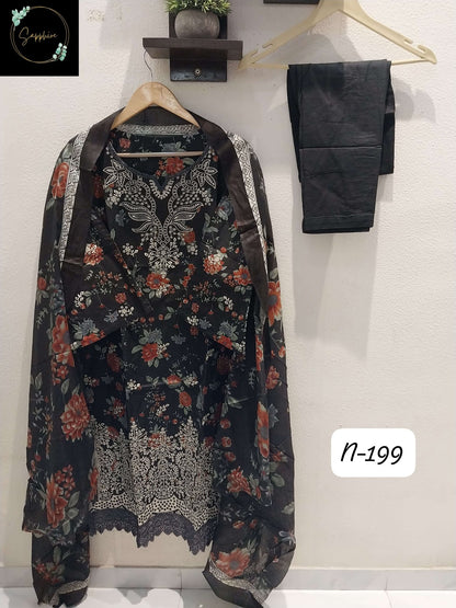 Agha Noorain N 199 Sapphire Lawn Karachi Readymade Suits Exporter India