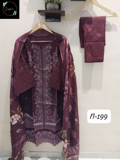Agha Noorain N 199 Sapphire Lawn Karachi Readymade Suits Exporter India