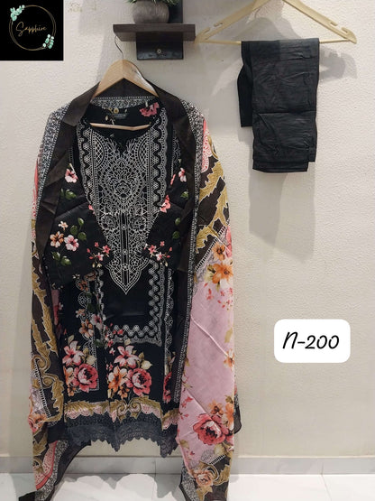 Agha Noorain N 200 Sapphire Lawn Karachi Readymade Suits Supplier Gujarat