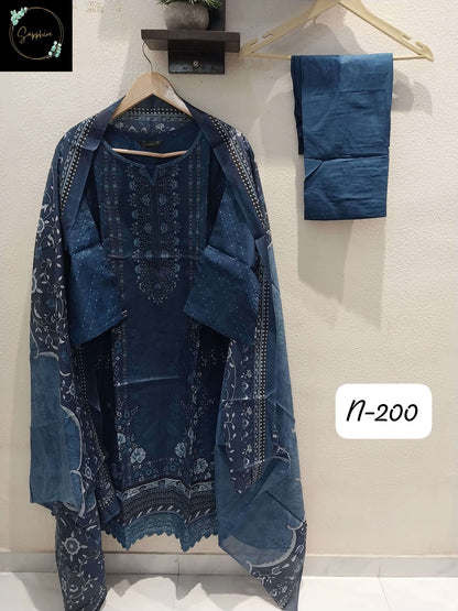 Agha Noorain N 200 Sapphire Lawn Karachi Readymade Suits Supplier Gujarat