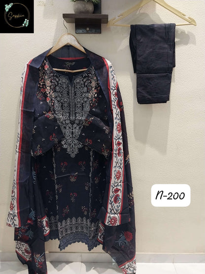 Agha Noorain N 200 Sapphire Lawn Karachi Readymade Suits Supplier Gujarat