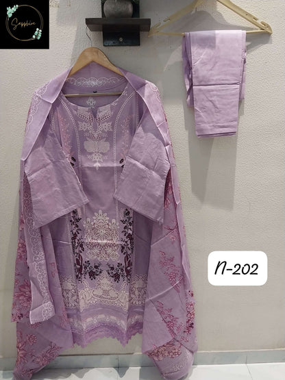 Agha Noorain N 202 Sapphire Lawn Karachi Readymade Suits Supplier India