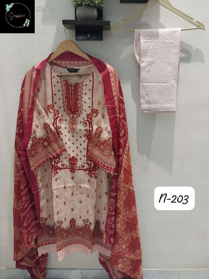 Agha Noorain N 203 Sapphire Lawn Karachi Readymade Suits Exporter