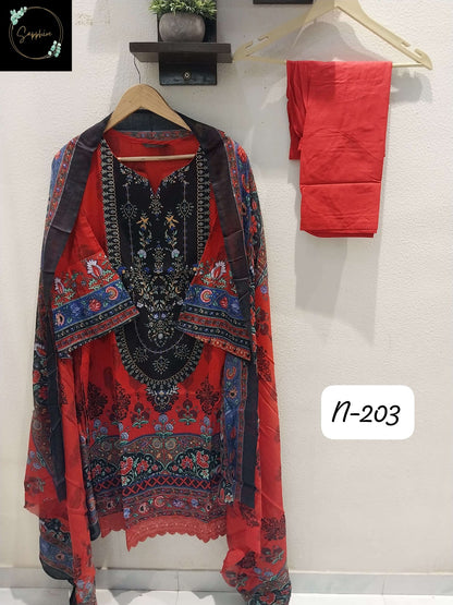 Agha Noorain N 203 Sapphire Lawn Karachi Readymade Suits Exporter