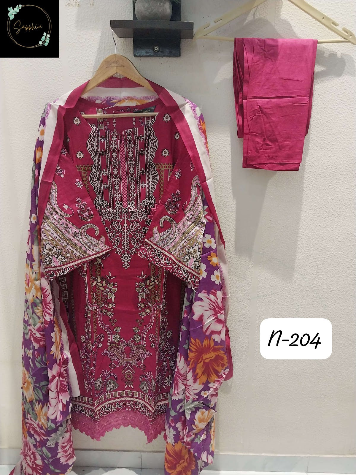 Agha Noorain N 204 Sapphire Lawn Karachi Readymade Suits Manufacturer Gujarat