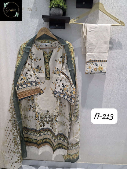 Agha Noorain N 213 Sapphire Lawn Karachi Readymade Suits Manufacturer Gujarat