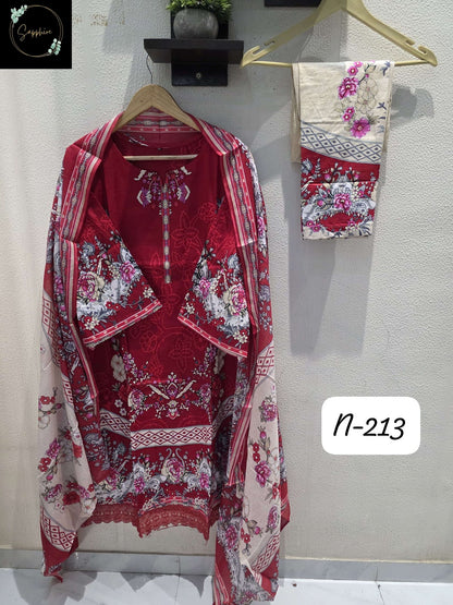 Agha Noorain N 213 Sapphire Lawn Karachi Readymade Suits Manufacturer Gujarat