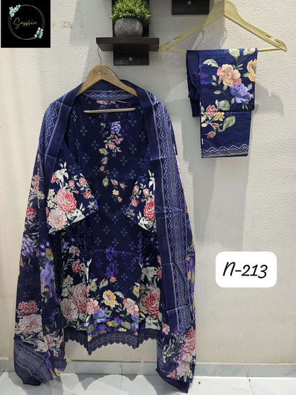 Agha Noorain N 213 Sapphire Lawn Karachi Readymade Suits Manufacturer Gujarat