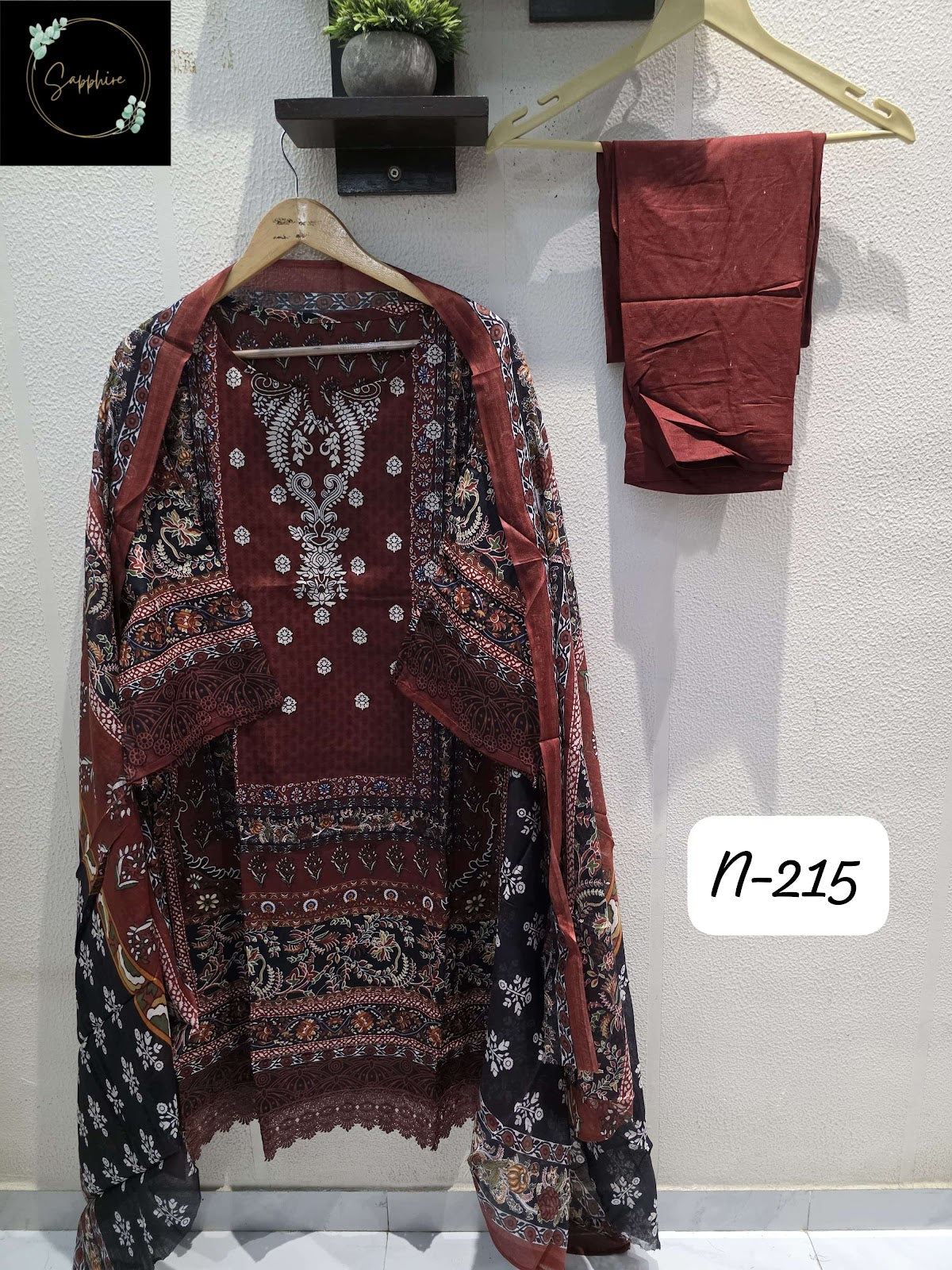 Agha Noorain N 215 Sapphire Lawn Cotton Karachi Readymade Suits Supplier