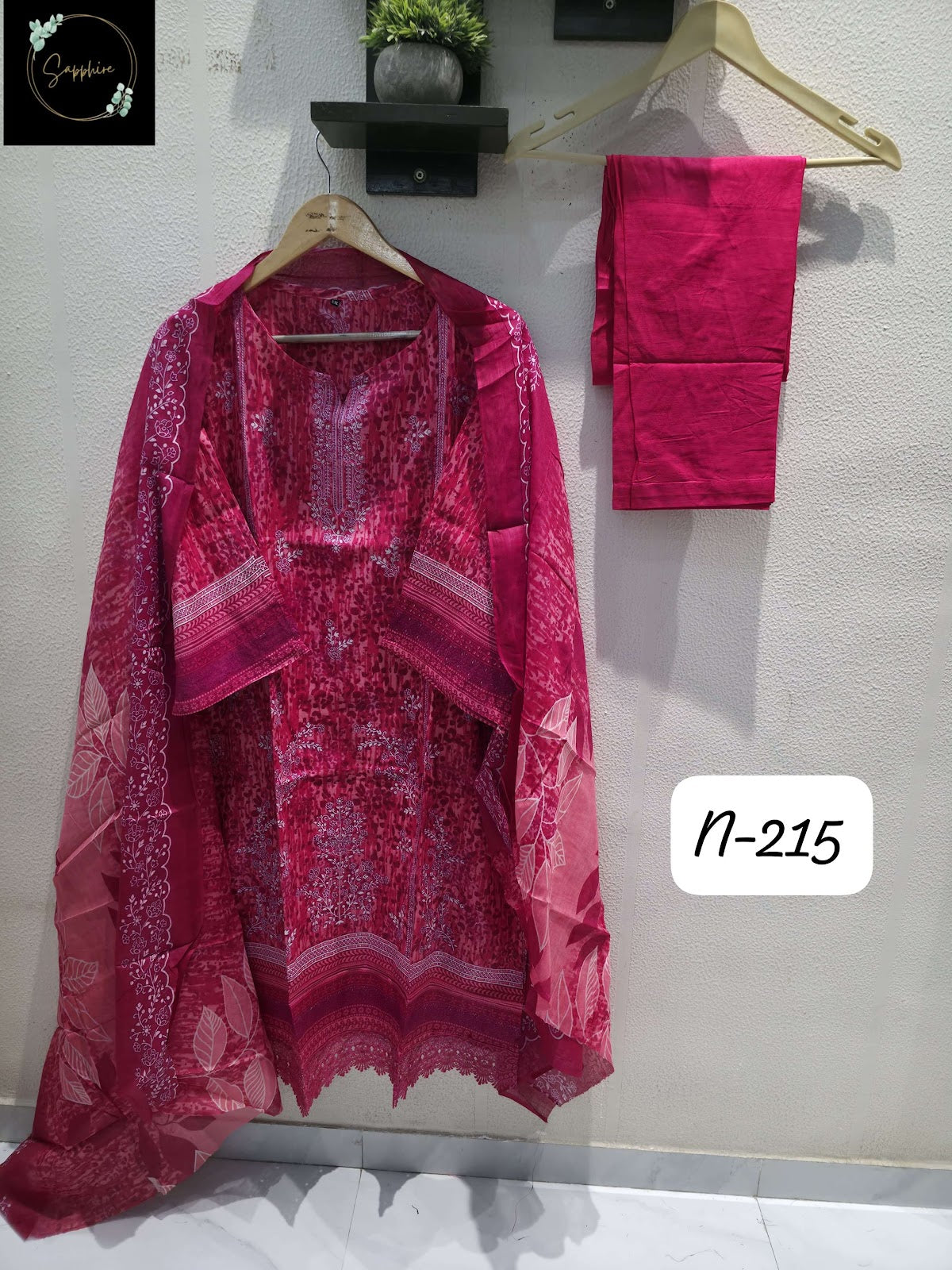 Agha Noorain N 215 Sapphire Lawn Cotton Karachi Readymade Suits Supplier