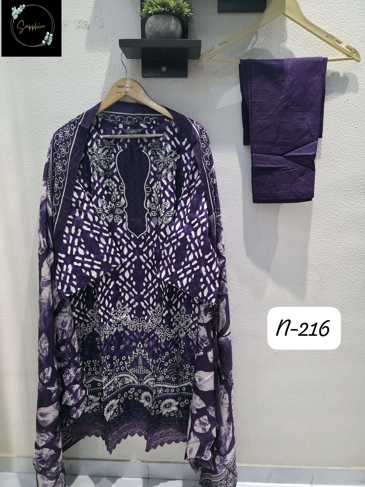 Agha Noorain N 216 Sapphire Lawn Karachi Readymade Suits Wholesale Rate