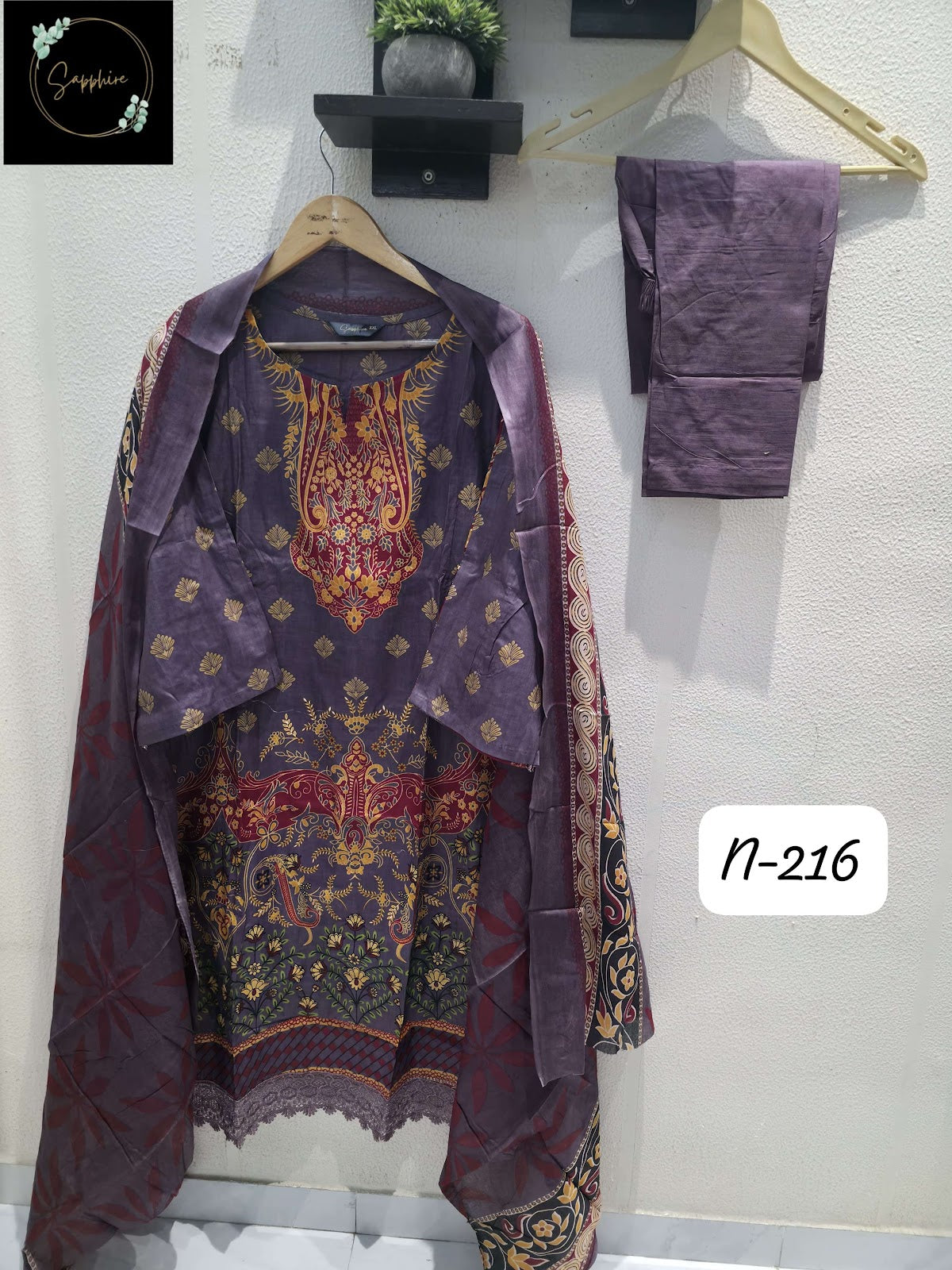 Agha Noorain N 216 Sapphire Lawn Karachi Readymade Suits Wholesale Rate