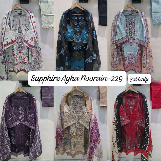 Agha Noorain N 228 Sapphire Pure Lawn Karachi Readymade Suits Wholesale