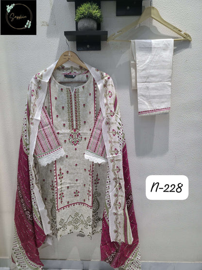 Agha Noorain N 228 Sapphire Pure Lawn Karachi Readymade Suits Wholesale