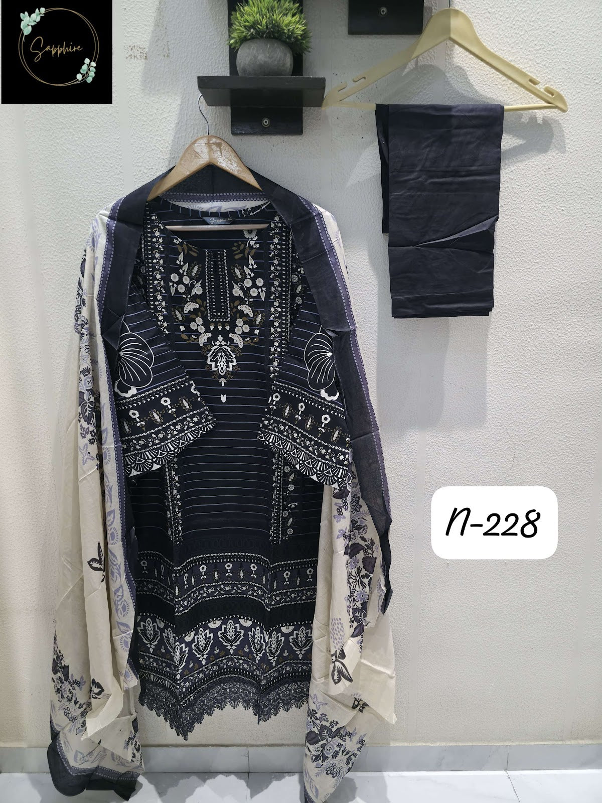 Agha Noorain N 228 Sapphire Pure Lawn Karachi Readymade Suits Wholesale