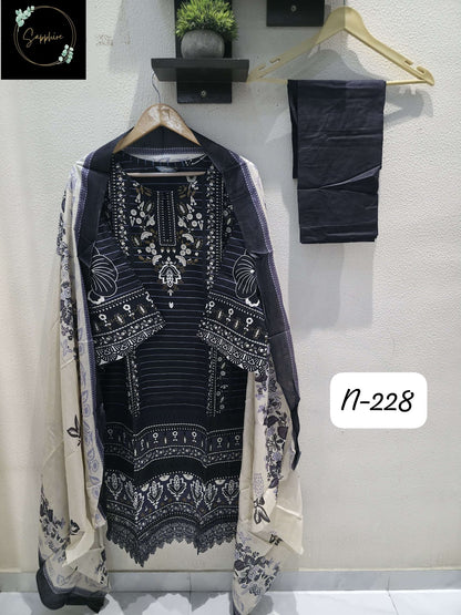 Agha Noorain N 228 Sapphire Pure Lawn Karachi Readymade Suits Wholesale