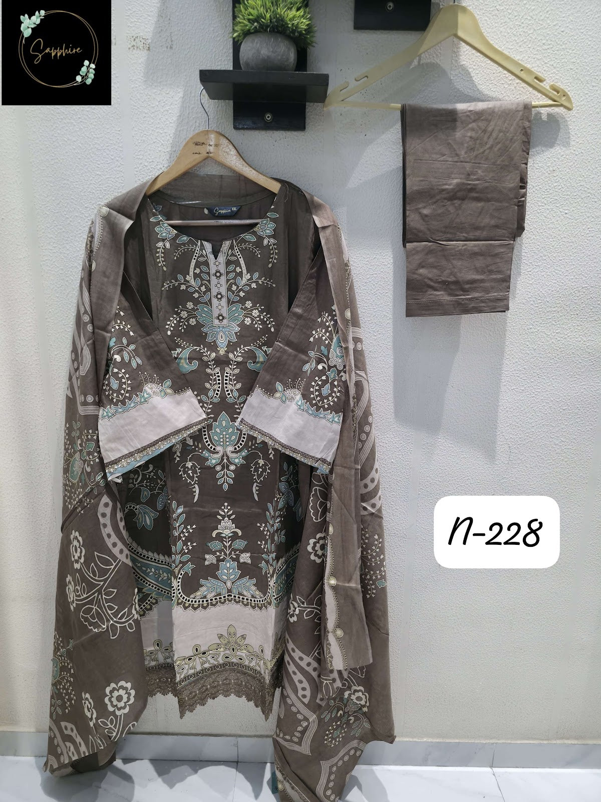 Agha Noorain N 228 Sapphire Pure Lawn Karachi Readymade Suits Wholesale