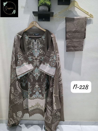 Agha Noorain N 228 Sapphire Pure Lawn Karachi Readymade Suits Wholesale