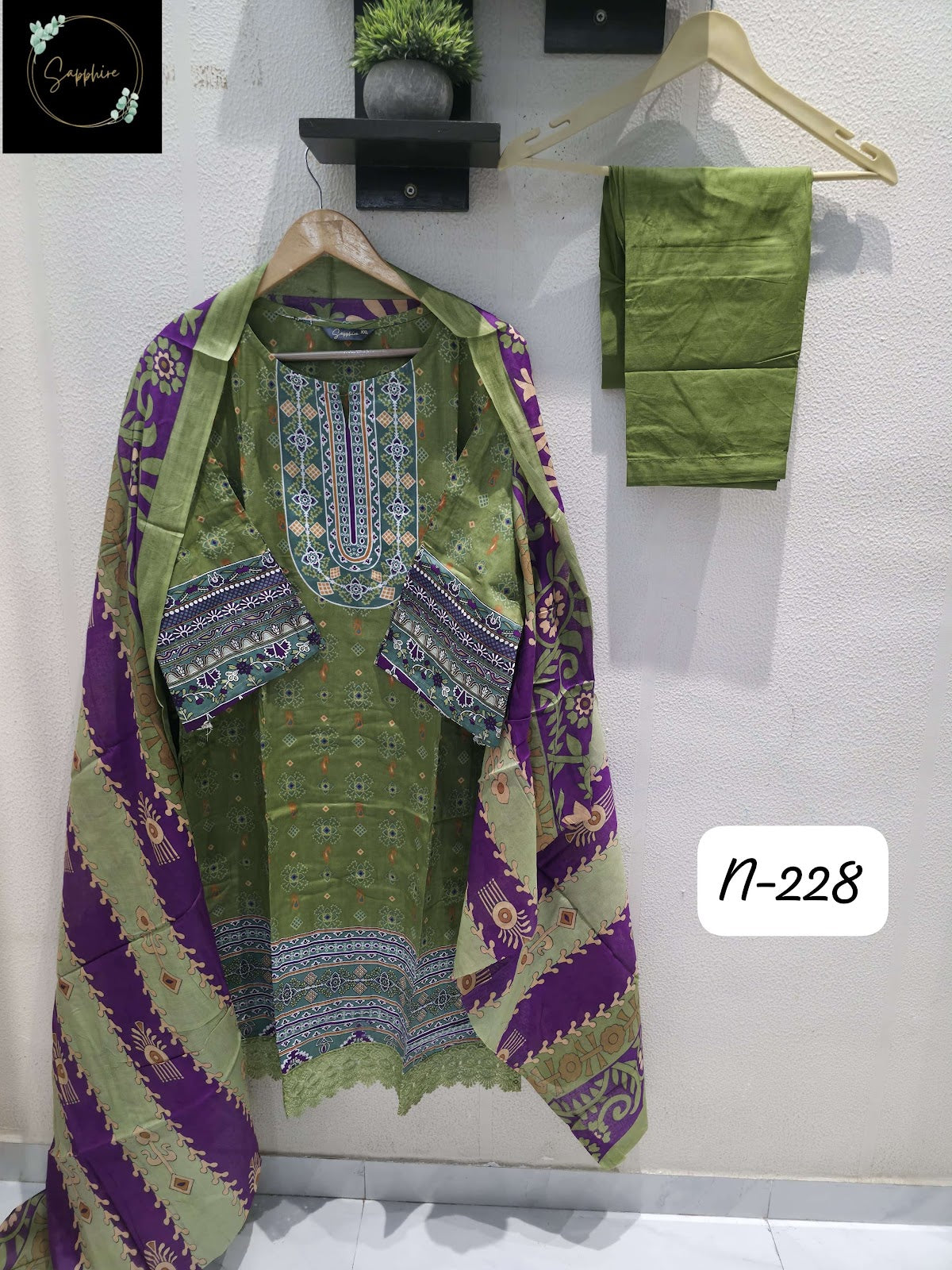 Agha Noorain N 228 Sapphire Pure Lawn Karachi Readymade Suits Wholesale