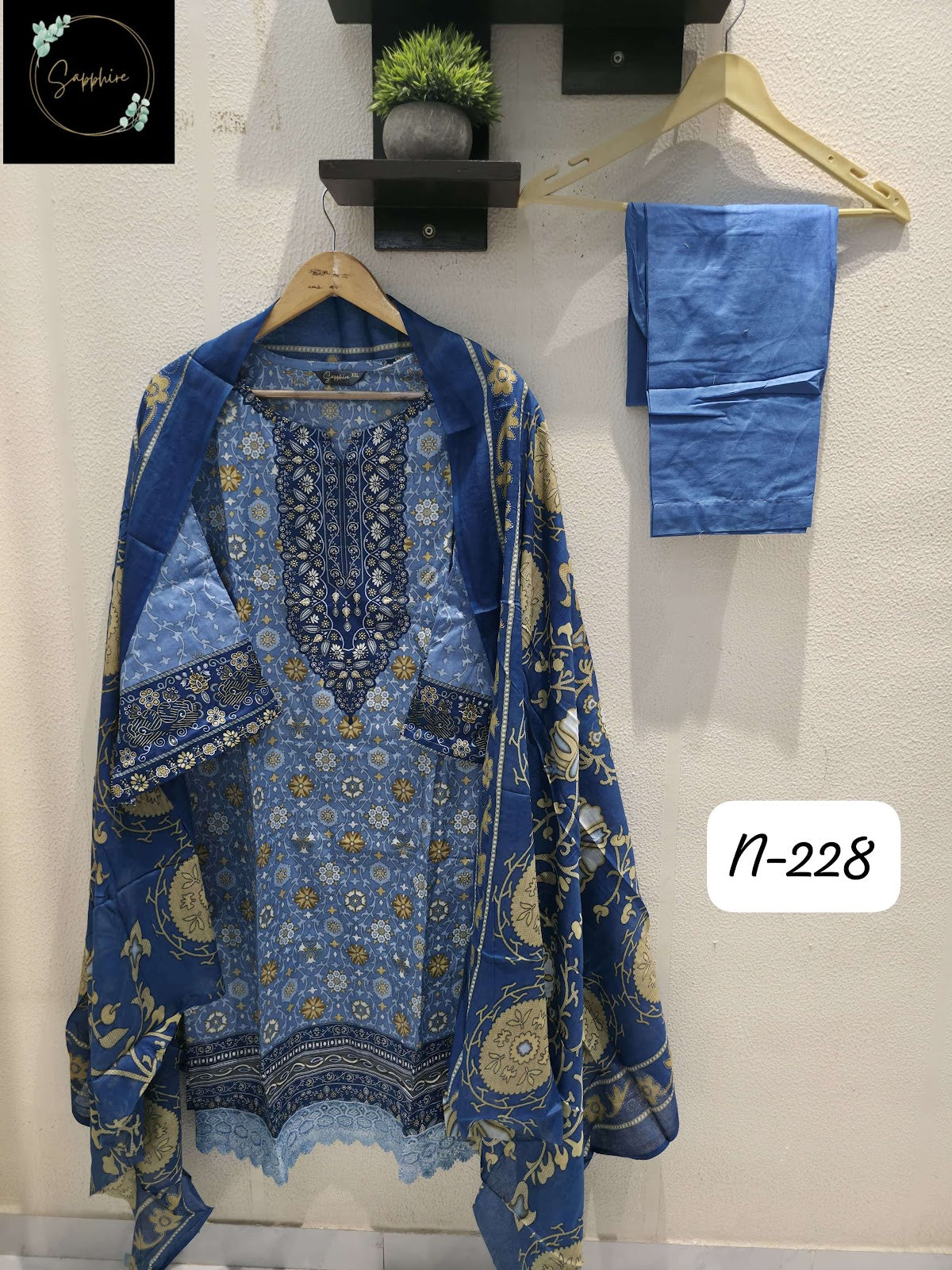 Agha Noorain N 228 Sapphire Pure Lawn Karachi Readymade Suits Wholesale