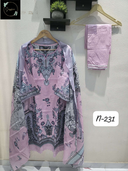 Agha Noorain N 231 Sapphire Pure Lawn Karachi Readymade Suits Supplier