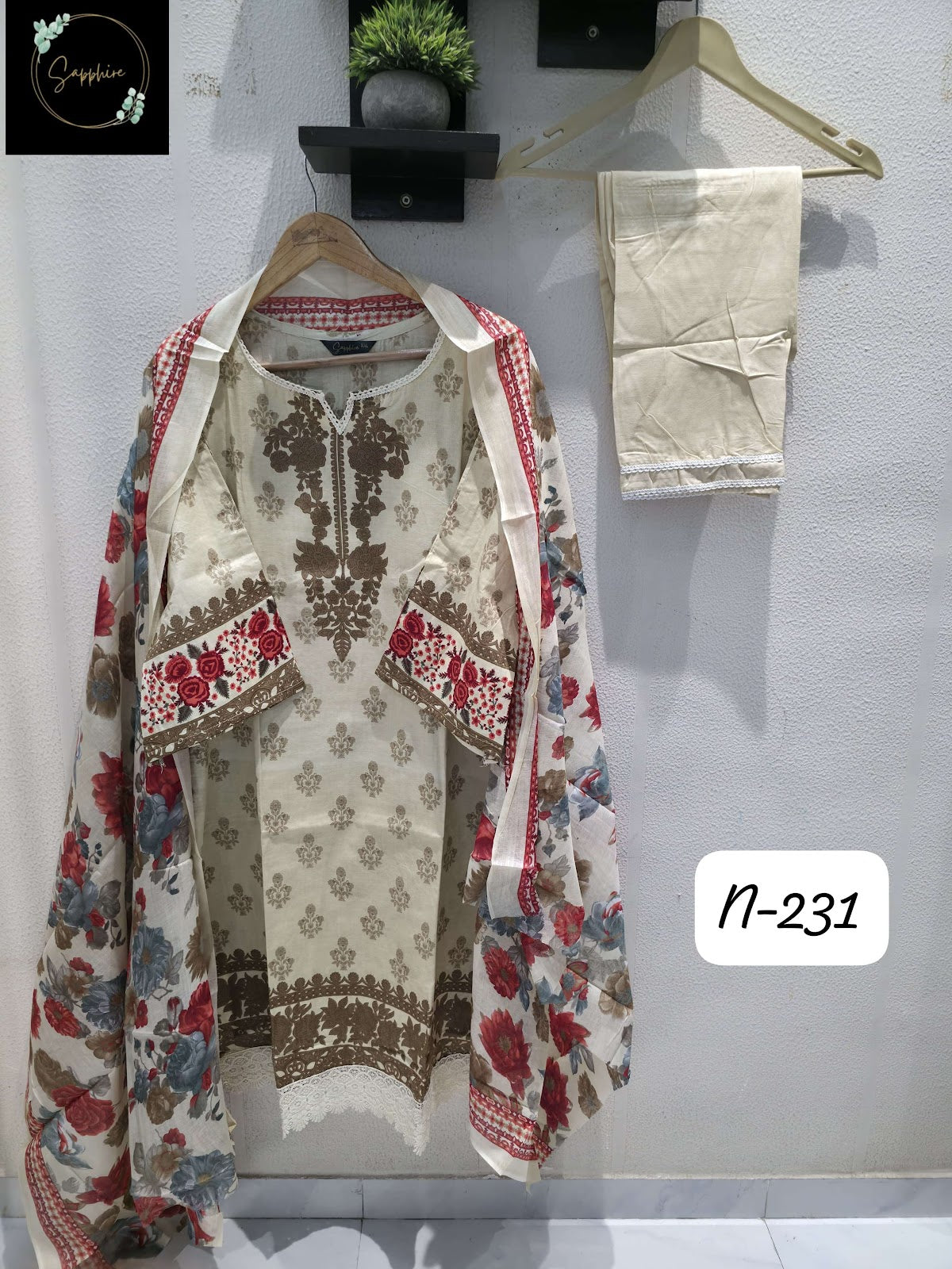 Agha Noorain N 231 Sapphire Pure Lawn Karachi Readymade Suits Supplier