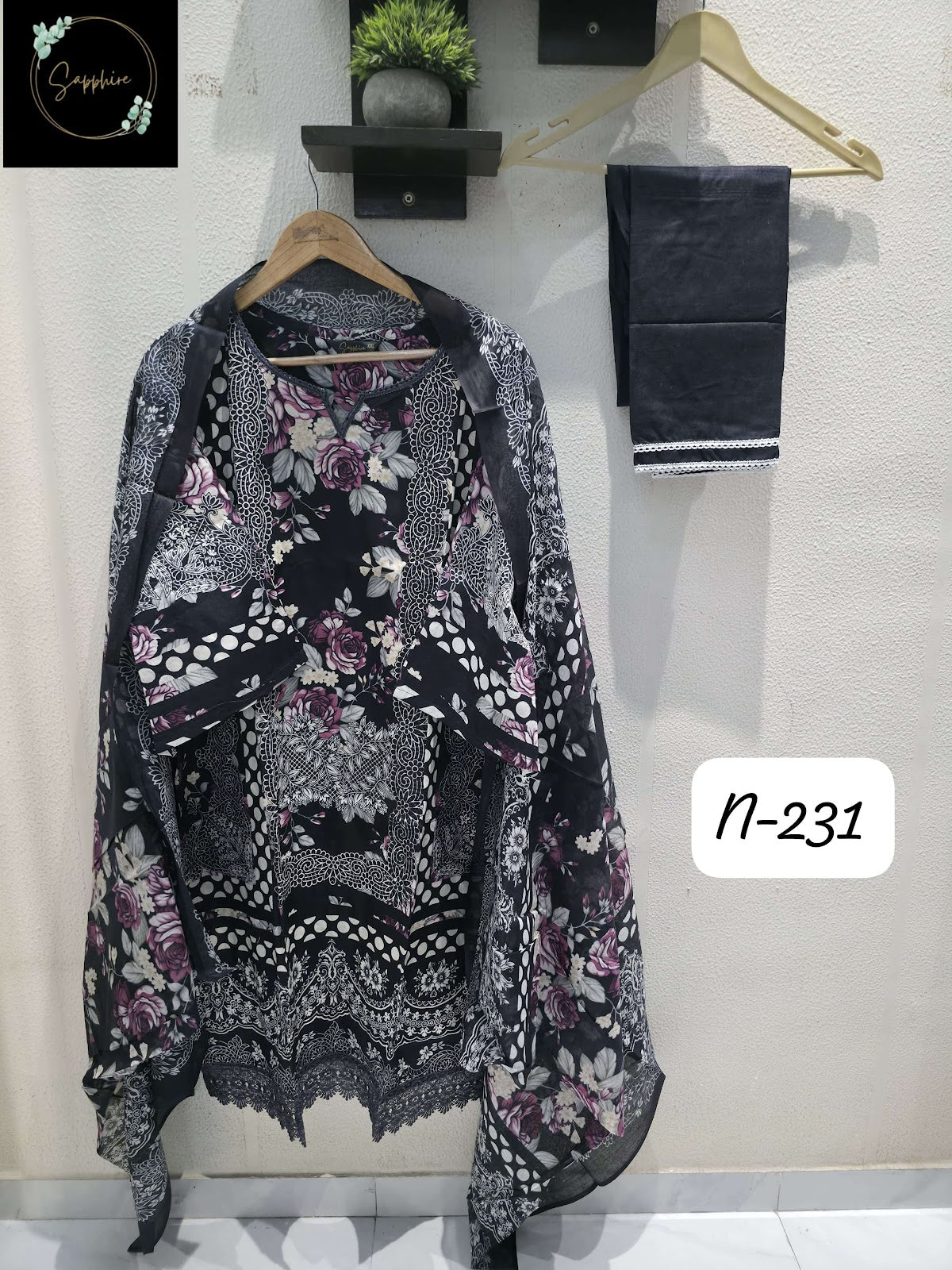 Agha Noorain N 231 Sapphire Pure Lawn Karachi Readymade Suits Supplier